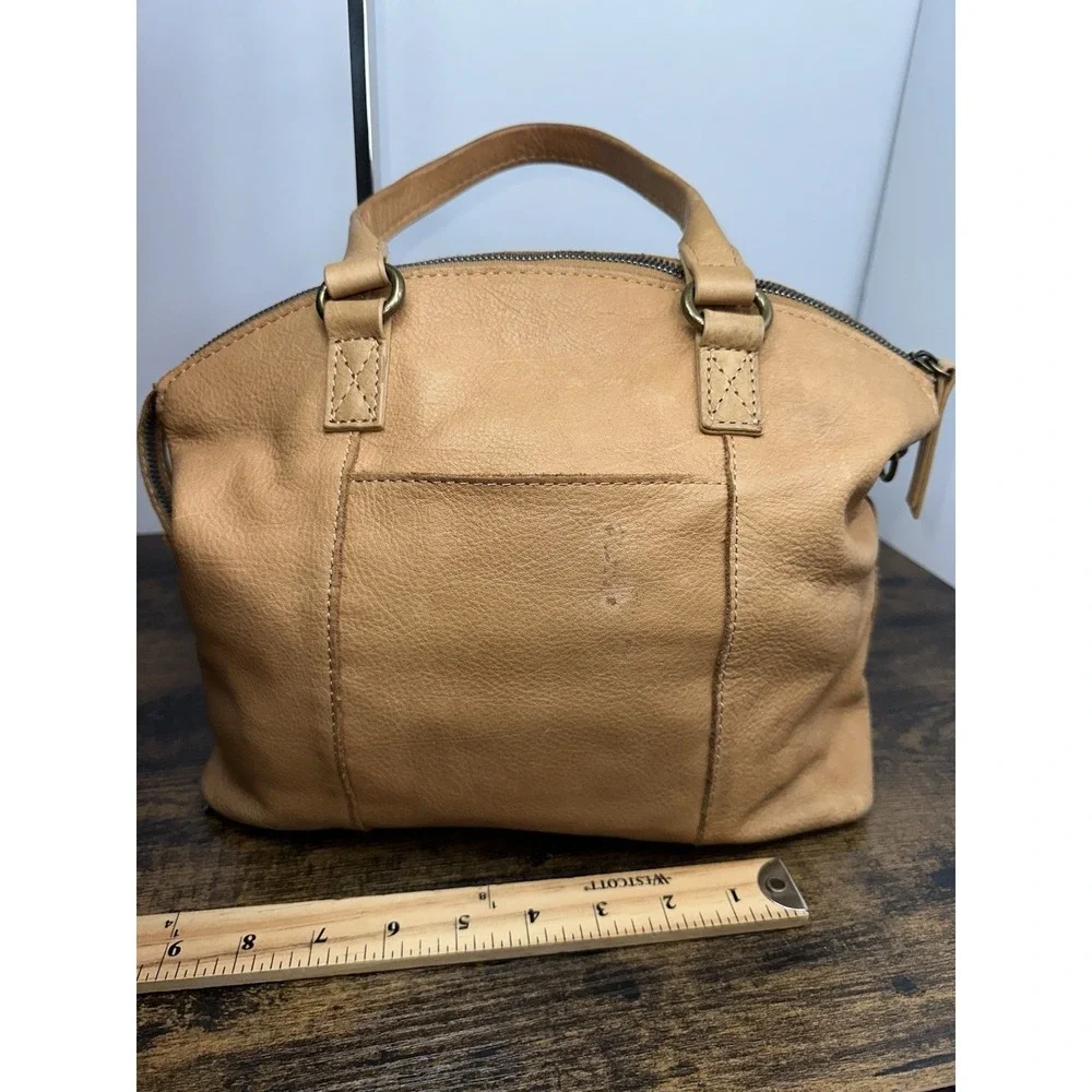 American Leather Co Tan Satchel Shoulder Crossbody Bag Large Genuine Leather